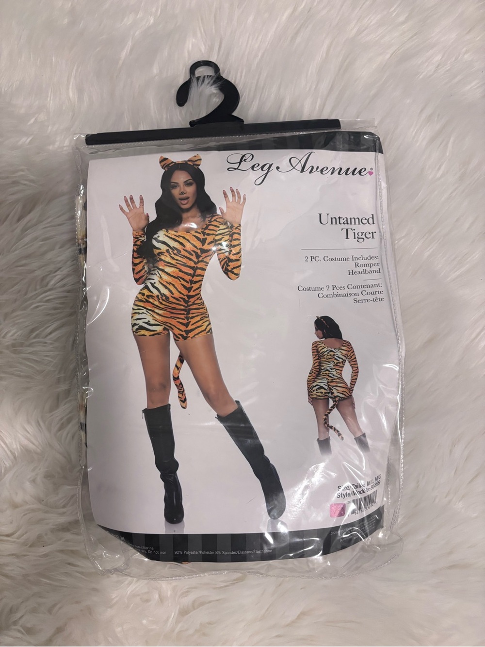 Leg Avenue Orange and Black Untamed Tiger Romper with Headband